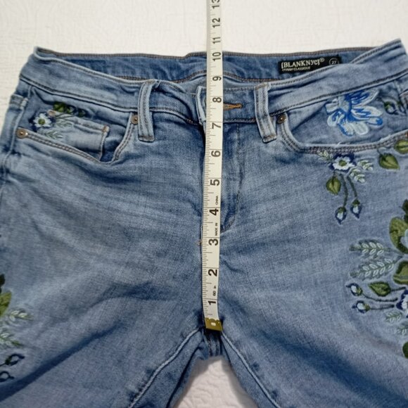 BlankNYC Skinny Classique Blue Floral Embroidered Jeans Size 27 Womens - Picture 11 of 13